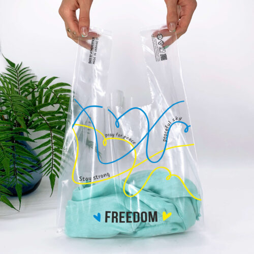 Пакет майка, 28(2х7)х48см, 51 мкм, (50 шт.), LDPE харчовий, прозорий, “FREEDOM”