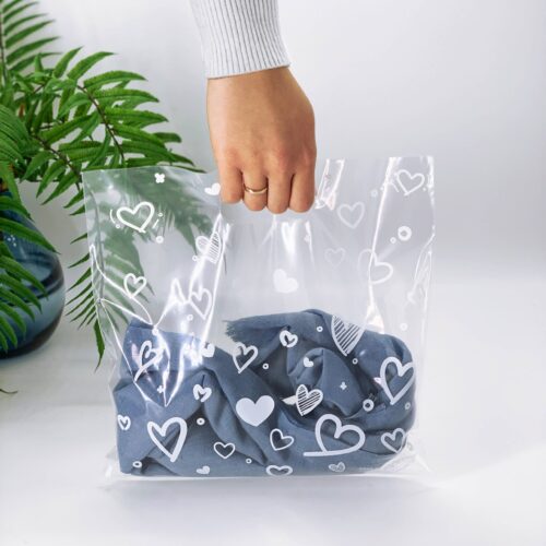 Пакет банан, 30х30см, 60 мкм, (100 шт.), “White hearts”, LDPE харчовий, прозорий
