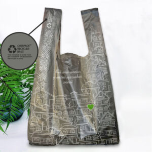 Пакет майка,34(2х8)х57,25мкм,(50 шт.),HDPE recycled 100 (1), графіт, City UA “CHERPACK RECYCLED
